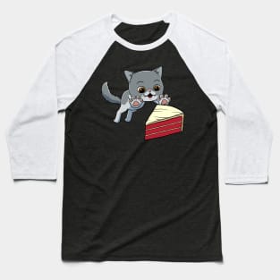 Exotic Shorthair Cat excited to eat Red Velvet Cake Baseball T-Shirt